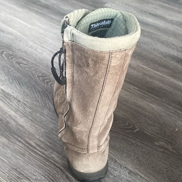 Teva Tan & Mint Green Suede Boots Lace-Up Tons of Details Insulations Boho sz11 - Picture 4 of 13